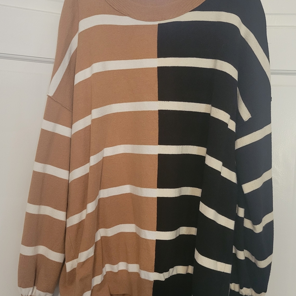 Amazon Women's Striped Sweater in Brown and Black